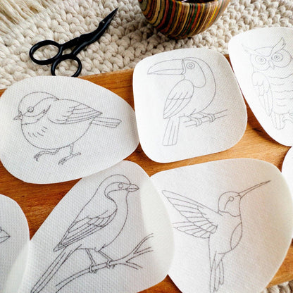 Bird Stick and Stitch Embroidery Patterns Set of 9