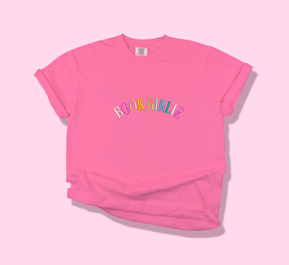 Custom Rainbow Embroidered Wording Tee