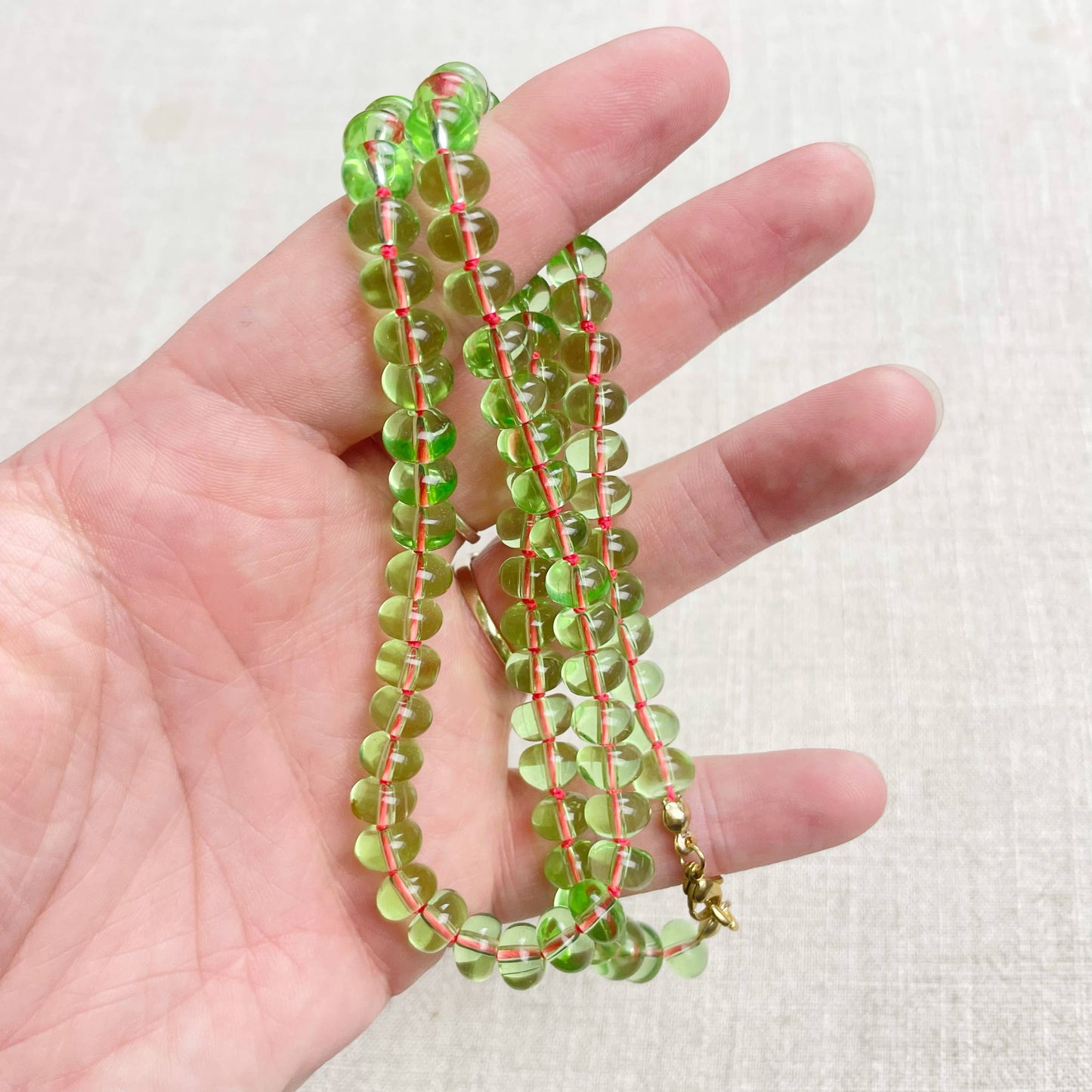 Mint Green Glass Hand-knotted Beaded Necklace