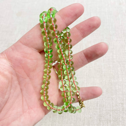 Mint Green Glass Hand-knotted Beaded Necklace