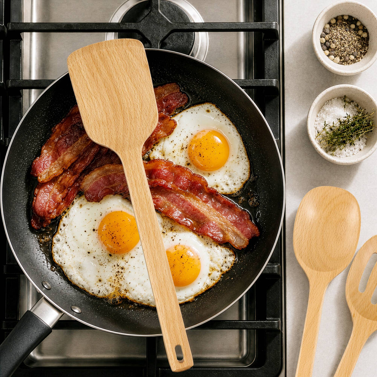 Beech Wood Cooking Utensils Set for Nonstick Pans