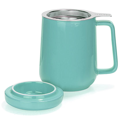 Ceramic Tea Mug with Metal Infuser and Lid