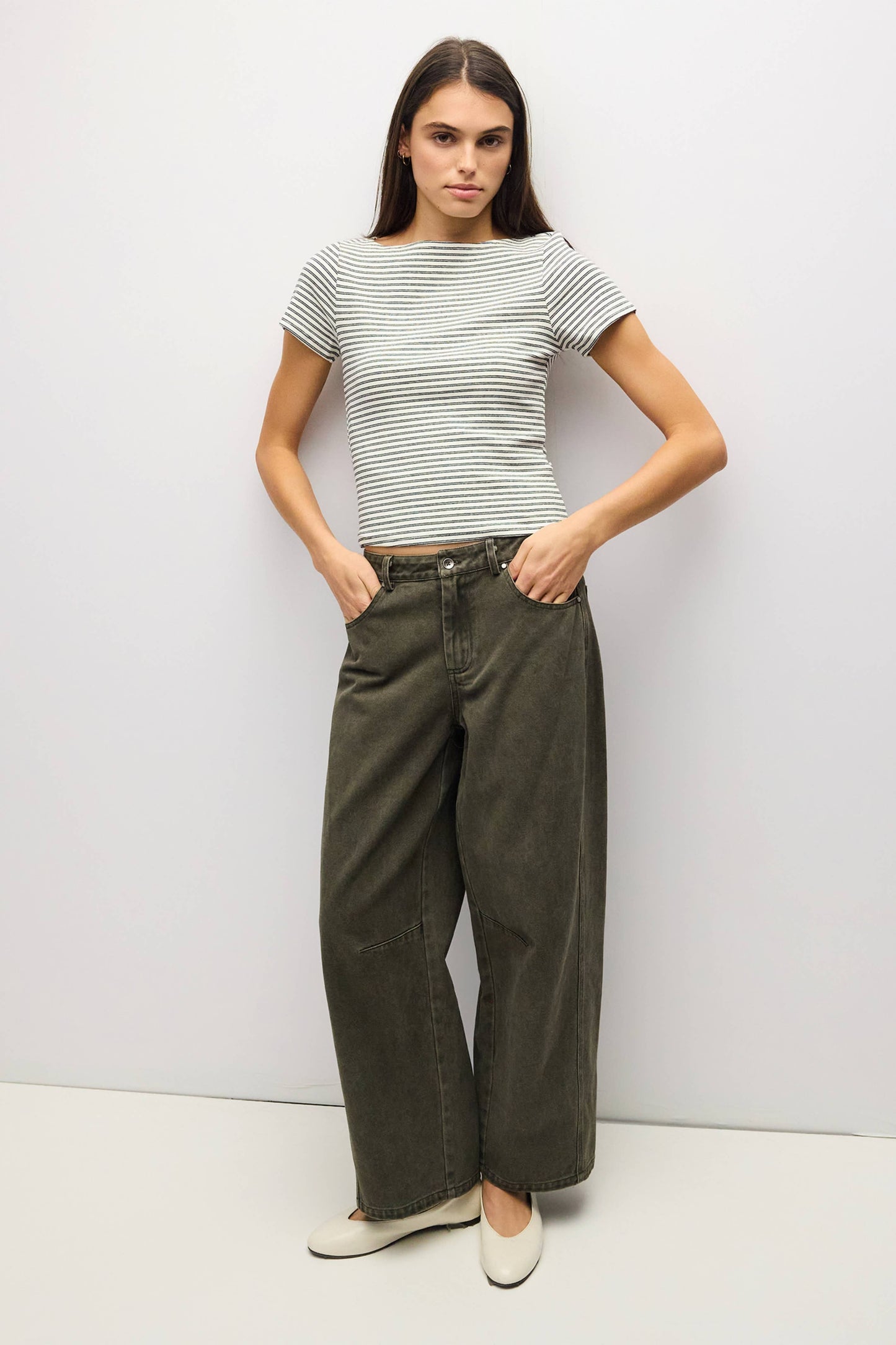 Striped Wide Neck Knit Top
