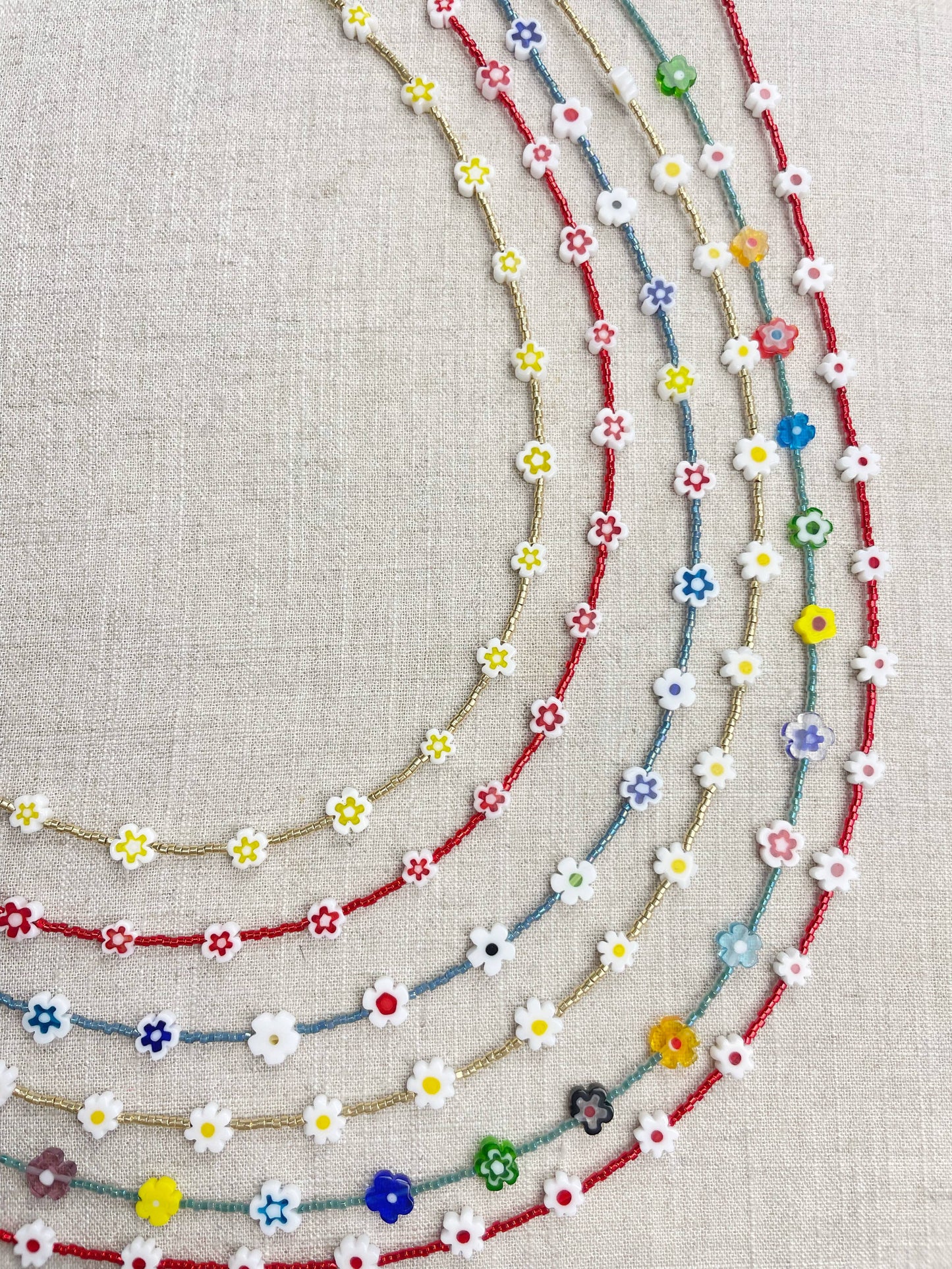 Glass Floral Beaded Delicate Necklace