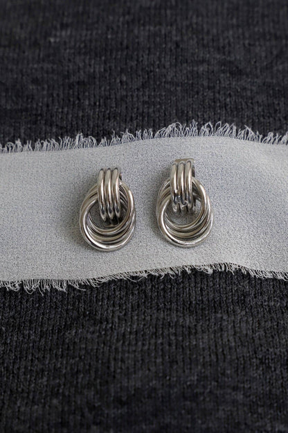 Silver Triple Knot Stud Earrings