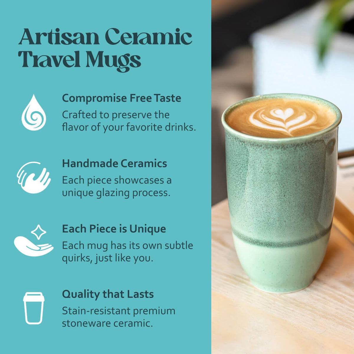 Emerald Green 12oz Ceramic Travel Mug