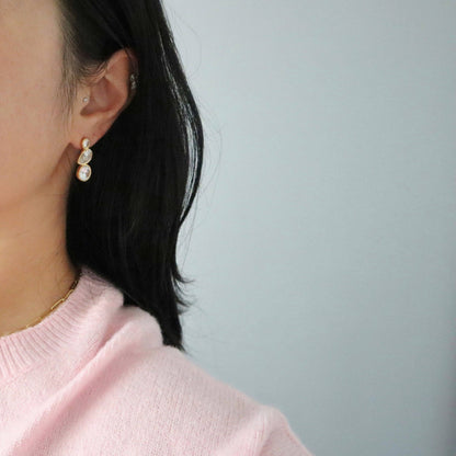 Simone Zirconia Drop Earrings Gold Plated