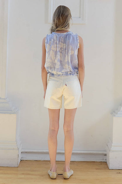 Floral Button-Front Cotton Blouse