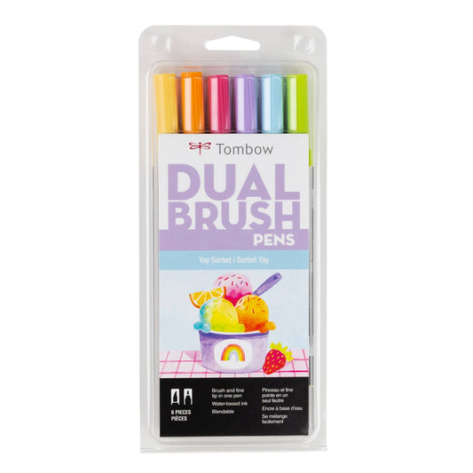 Tombow Dual Brush Pens, Yay Sorbet 6-Pack