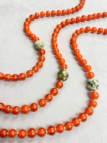 Vintage Rhyolite Orange Beaded Necklace