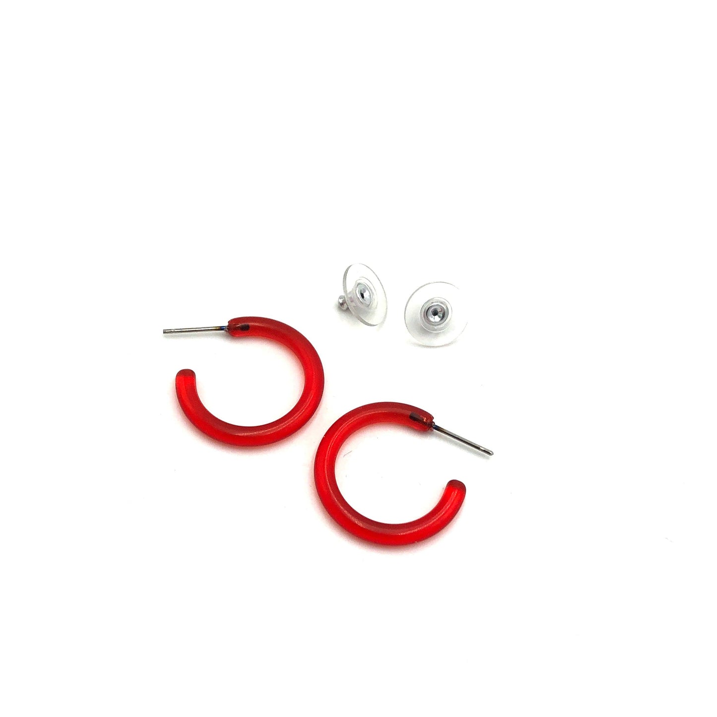 Red Small Jelly Tube Hoop Earrings -1"