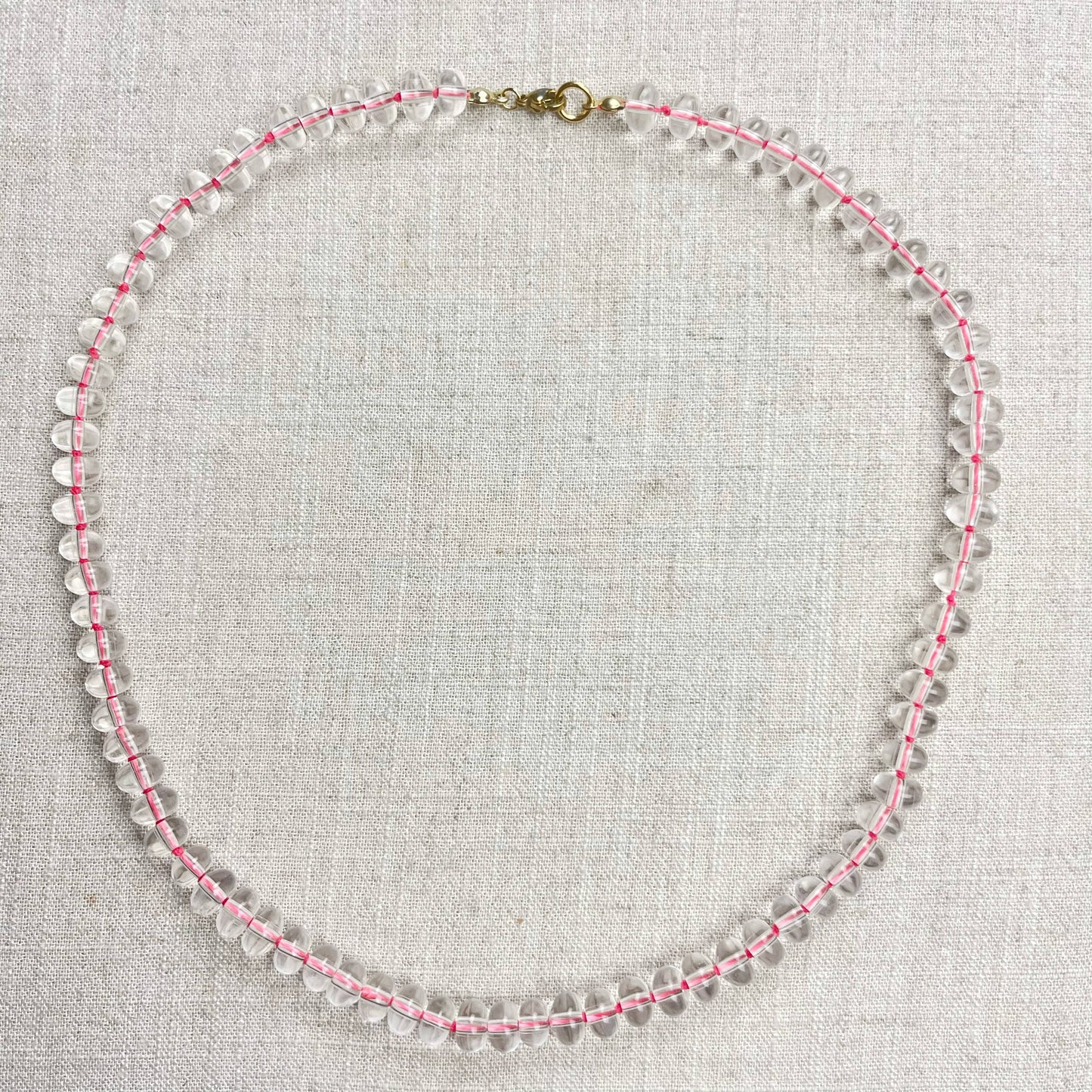 Clear Glass Hand-knotted Beaded Necklace