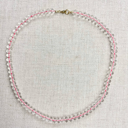 Clear Glass Hand-knotted Beaded Necklace