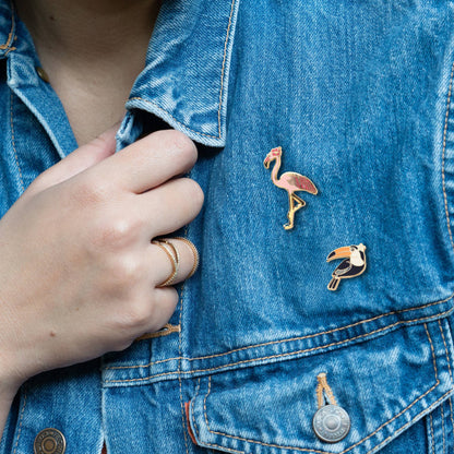 Pink Flamingo Enamel Lapel Pin Tropical