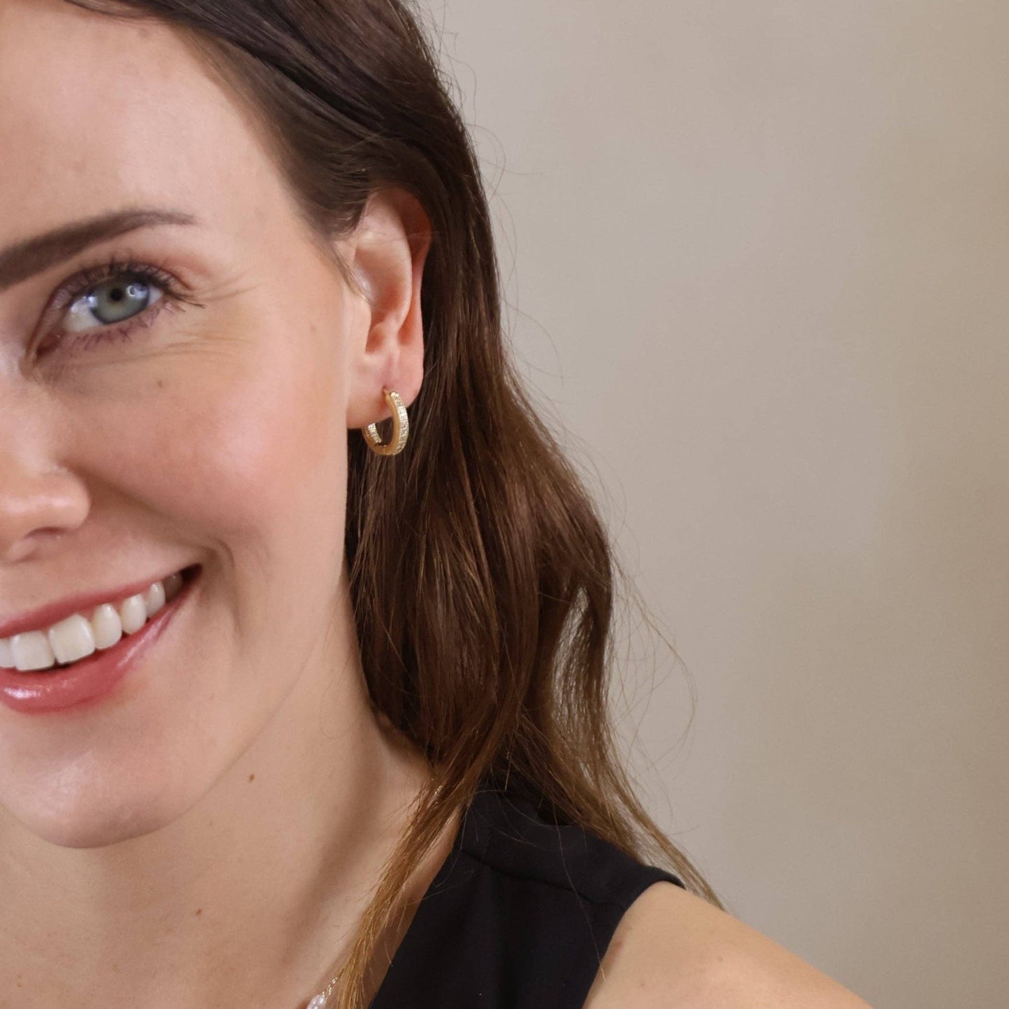 Rhinestone Hoop Earrings (18k Gold Filled)