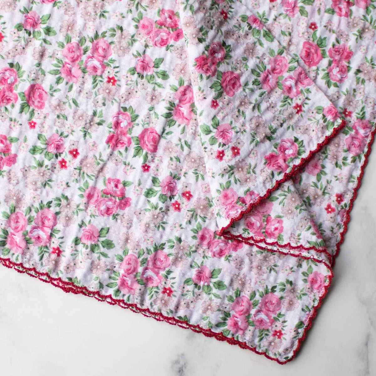 Rose Print Cotton Square Scarf 21 Inch