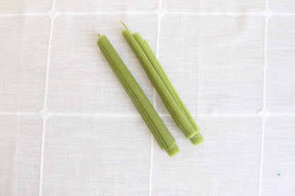 Celery Beeswax Taper Candles Handmade