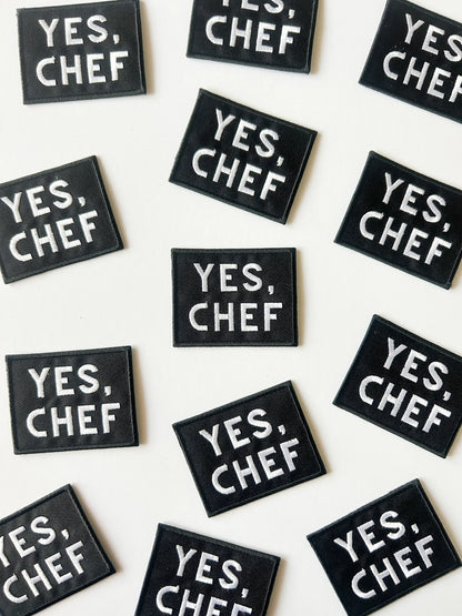 Yes Chef Black Embroidered Iron On Sew On Patch
