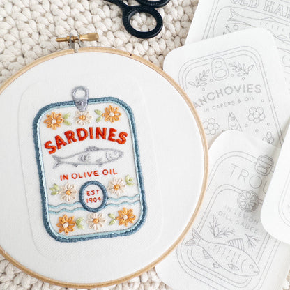 Tinned Fish Stick and Stitch Embroidery Patterns