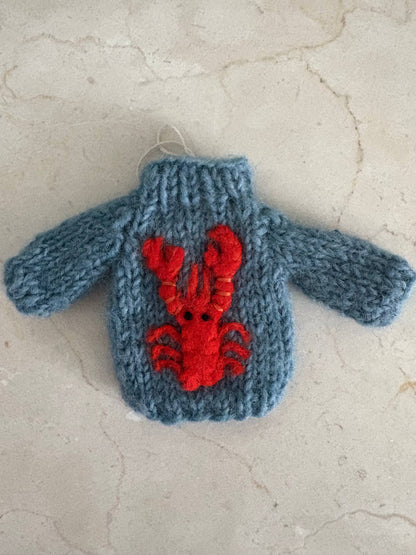 Hand Knit "Lobster" Sweater ornament