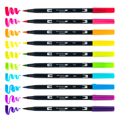 Tombow Dual Brush Pen Art Markers Bright 10 Pack