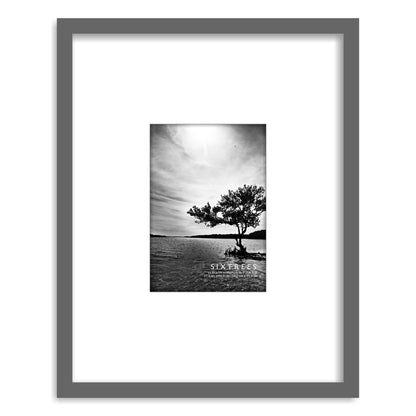 Matted Wood Picture Frame with Beveled Mat