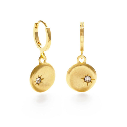 North Star Coin Huggie Earrings
