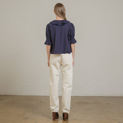 Ruffle Trim Lace Detail Blouse