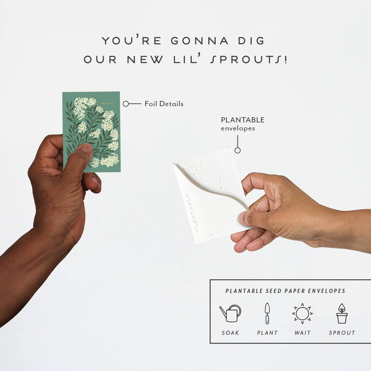 Grateful Sprout Mini Thank You Card, Plantable