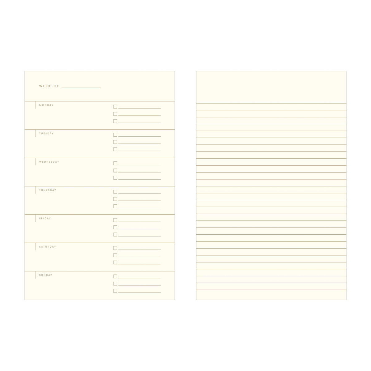 Grid Undated Weekly Planner Journal with Bronze Wire-O Binding