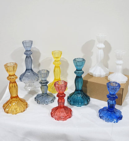Glass Candlestick Holder, Taper Candle Stand