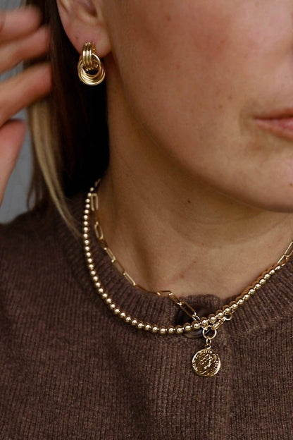 Gold Triple Knot Stud Earrings
