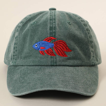 Betta Fish Embroidered Cotton Baseball Cap