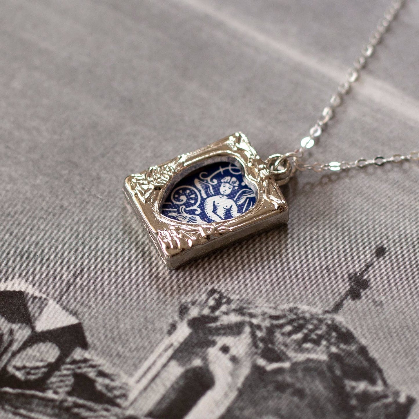 Vintage Picture Frame Pendant Necklace
