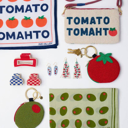 Tomato Beaded Coin Purse with Zipper