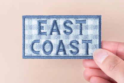 East Coast Blue Gingham Embroidered Iron On Patch