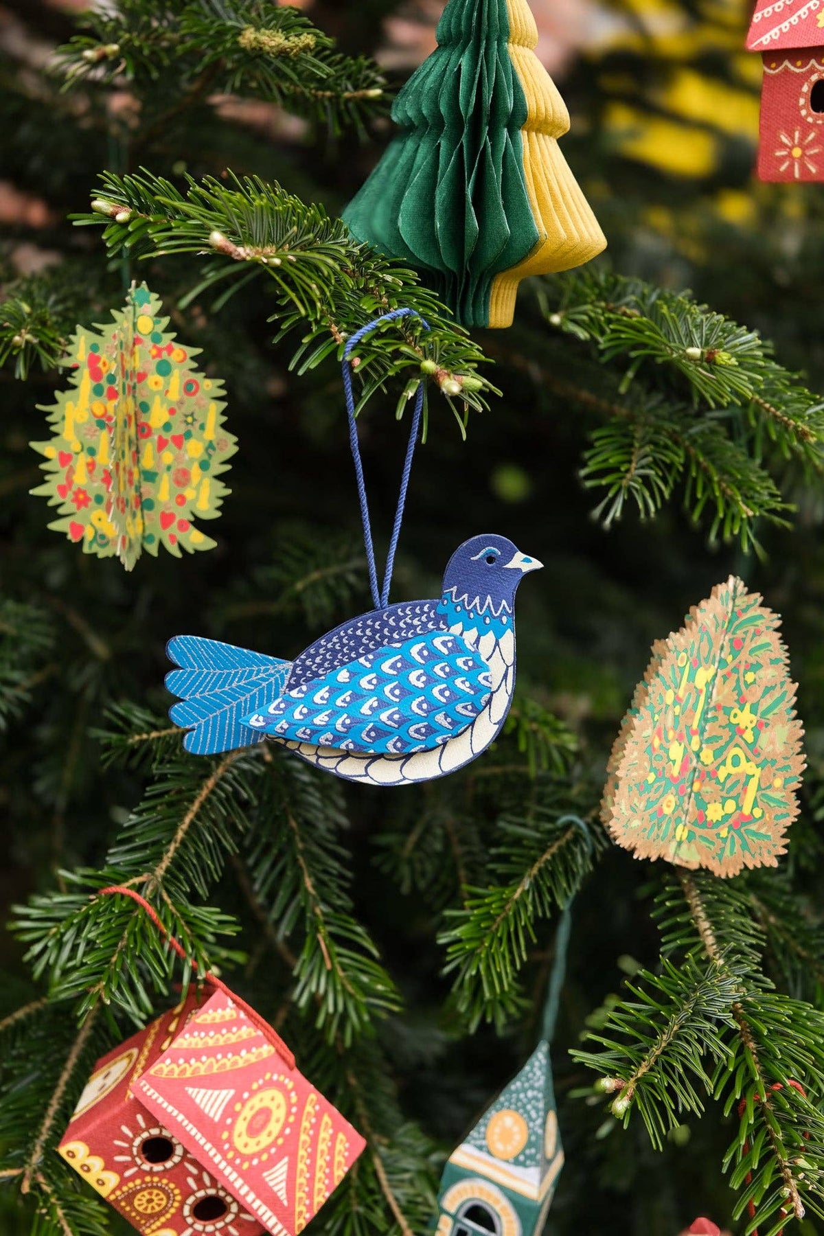 Dove Screen Printed Paper Christmas Ornament