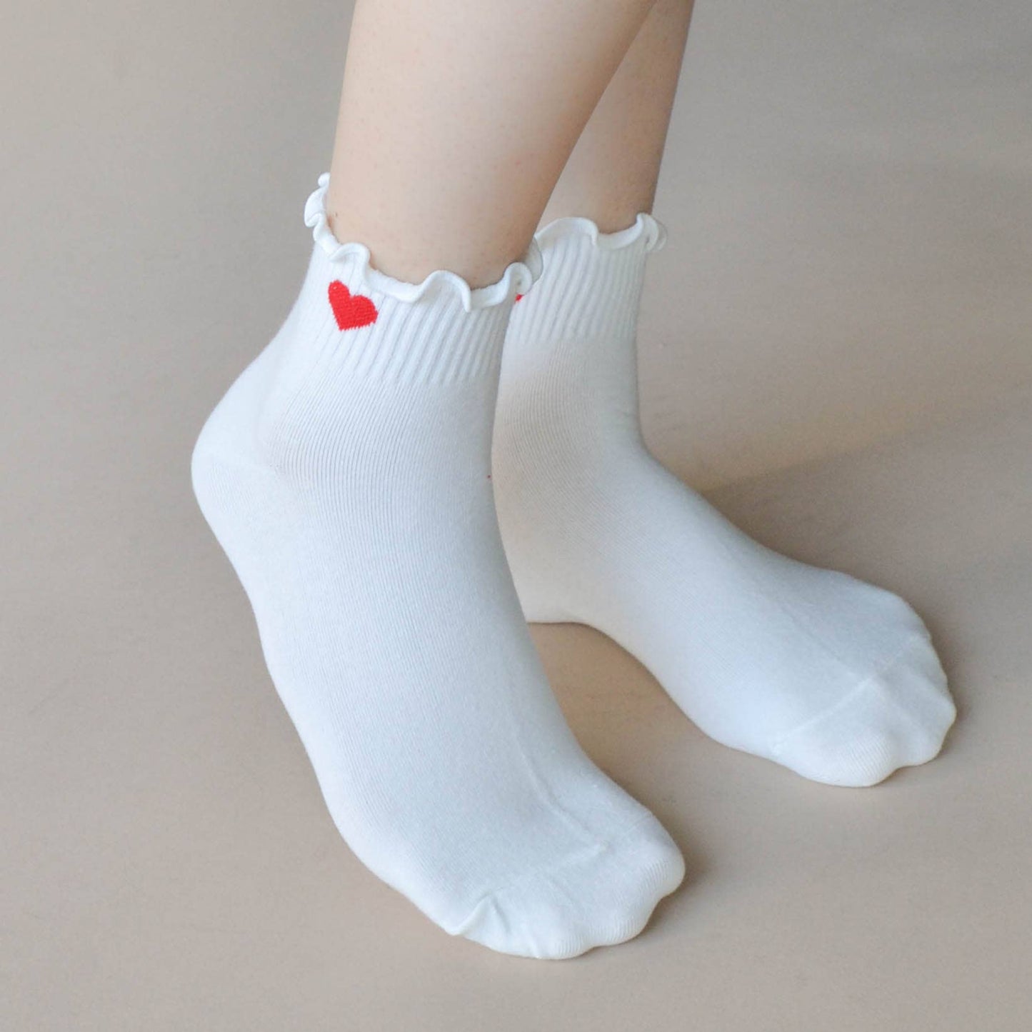 Ivory red Heart Socks