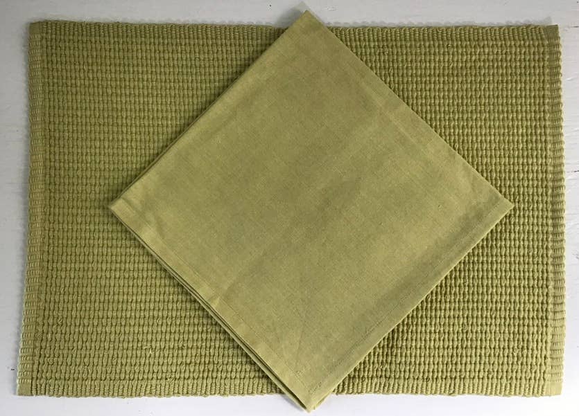 Hand Woven Cotton Placemat, Lemongrass Green