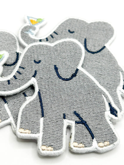 Elephant Cocktail Embroidered Iron On Patch