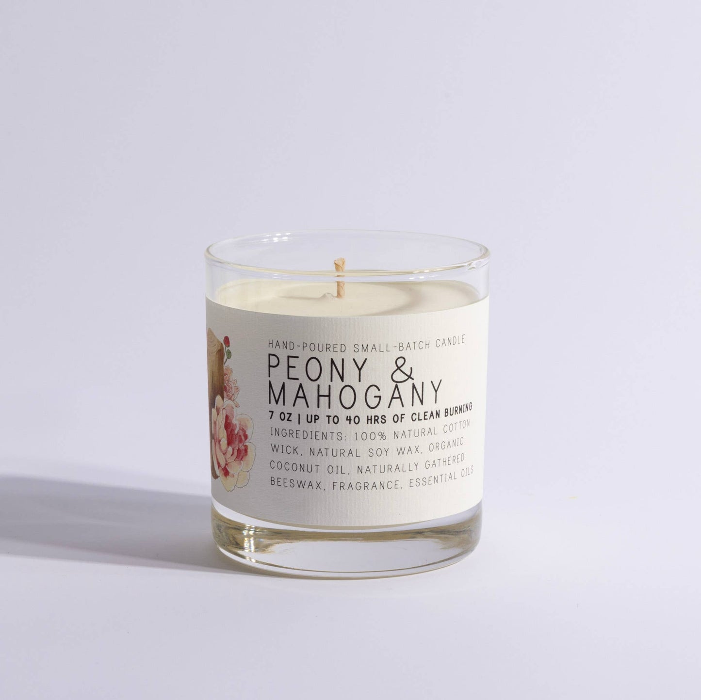 Peony & Mahogany - Medium Glass - Just Bee Candle