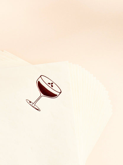 Espresso Martini Paper Beverage Napkins | Set of 20 Cream Cocktail Napkins