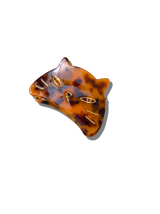 Kitty Cat Shell Acetate Claw Clip