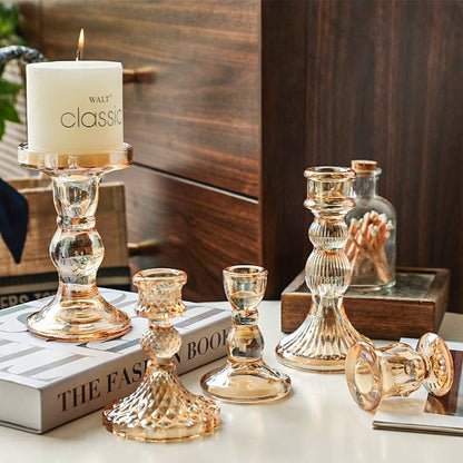 Amber Glass Taper Candle Holder