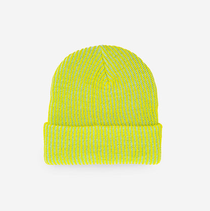 Two-Tone Rib Knit Beanie Unisex One Size