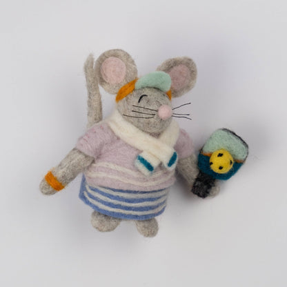 Felt Pickleball Mouse Christmas Ornament