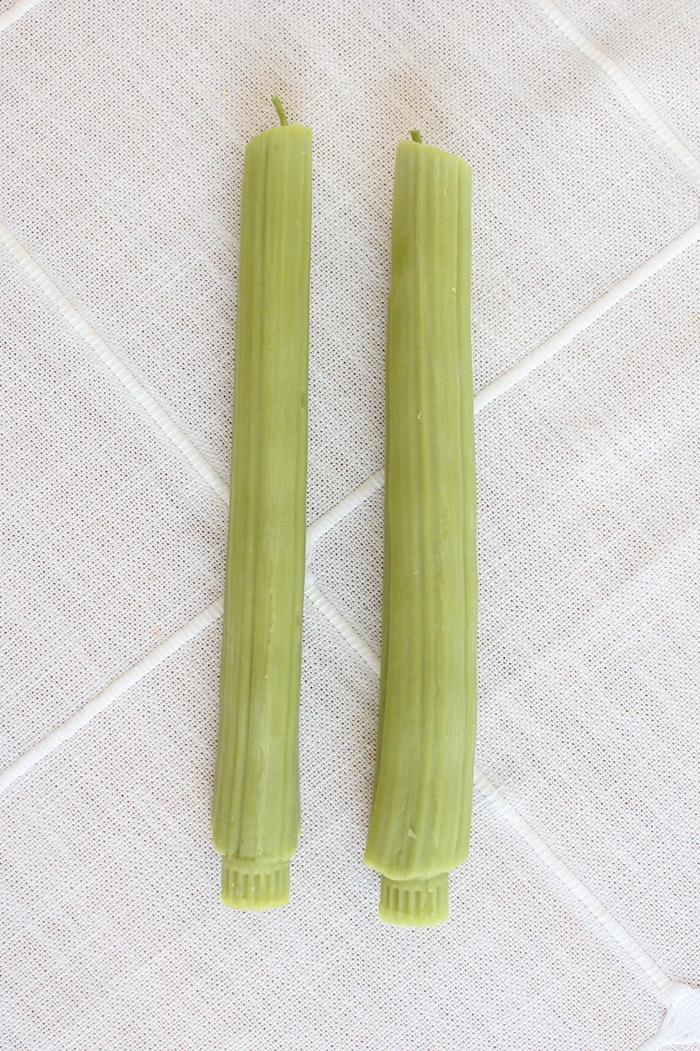 Celery Beeswax Taper Candles Handmade