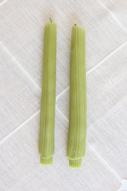 Celery Beeswax Taper Candles Handmade