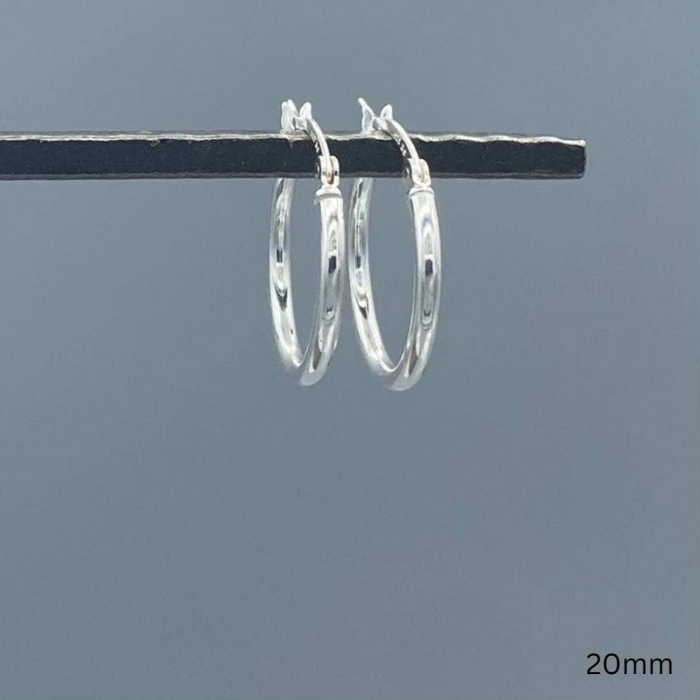 2mm Sterling Silver Tube Hoop Earrings