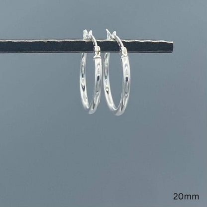 2mm Sterling Silver Tube Hoop Earrings